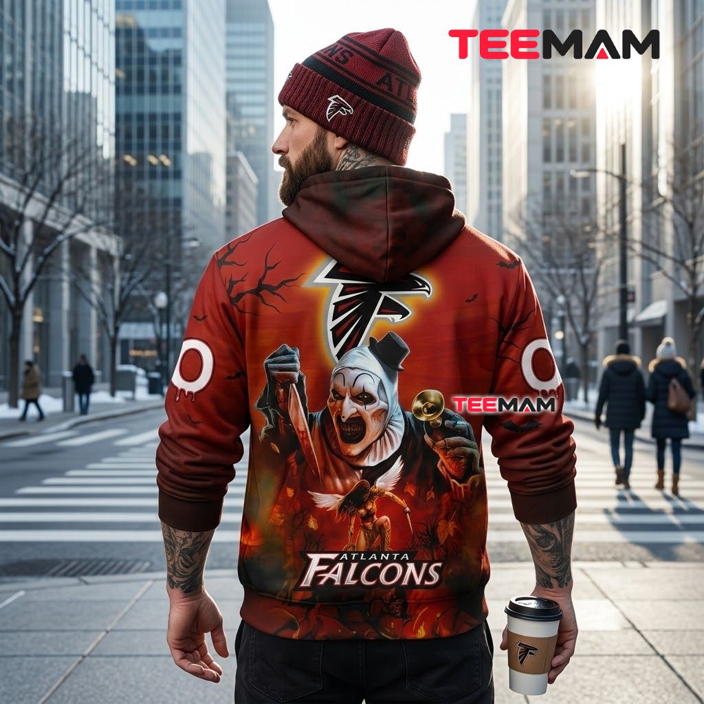 Atlanta Falcons 3D Hoodie Art The Clown Terrifier Halloween Version 3 Atlanta Falcons 3D Hoodie Art The Clown Terrifier Halloween Version 3