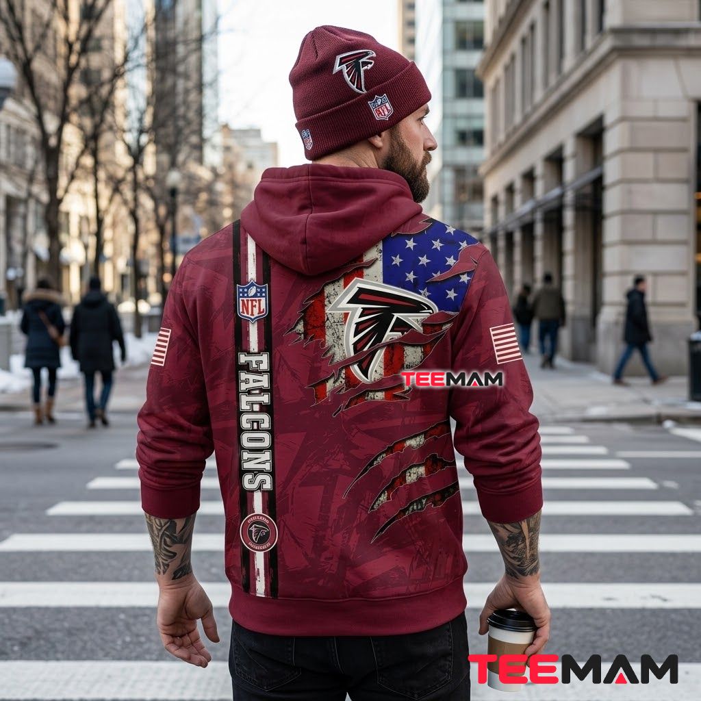 Atlanta Falcons 3D Hoodie Claw Scratch American Flag Version 3 Atlanta Falcons 3D Hoodie Claw Scratch American Flag Version 3