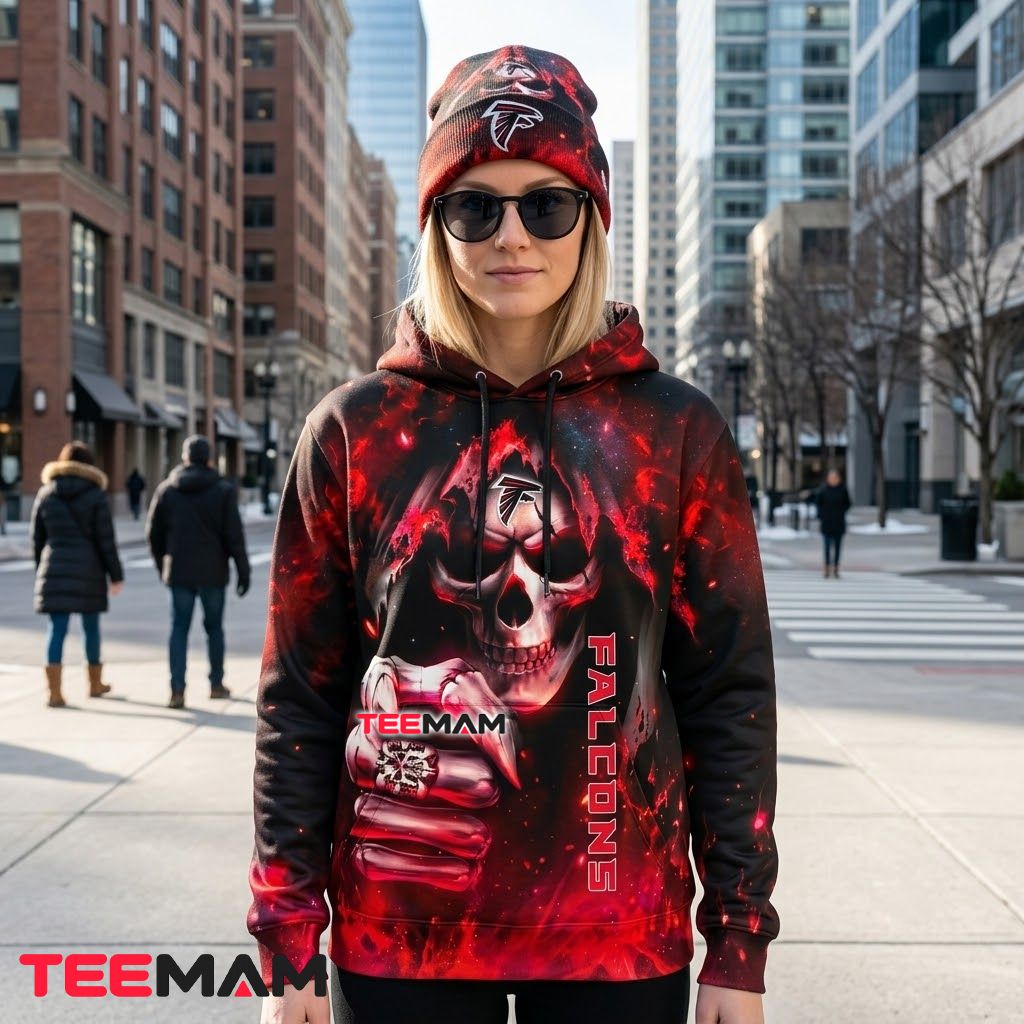 Atlanta Falcons 3D Hoodie Ember Skull Claw Grip Back Atlanta Falcons 3D Hoodie Ember Skull Claw Grip Back