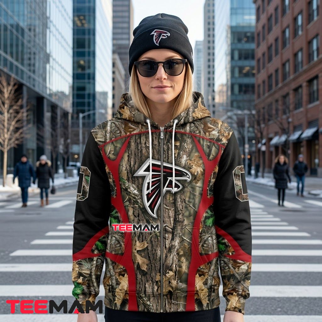 Atlanta Falcons 3D Hoodie Realtree Camo Panel Zip Up Back Atlanta Falcons 3D Hoodie Realtree Camo Panel Zip Up Back