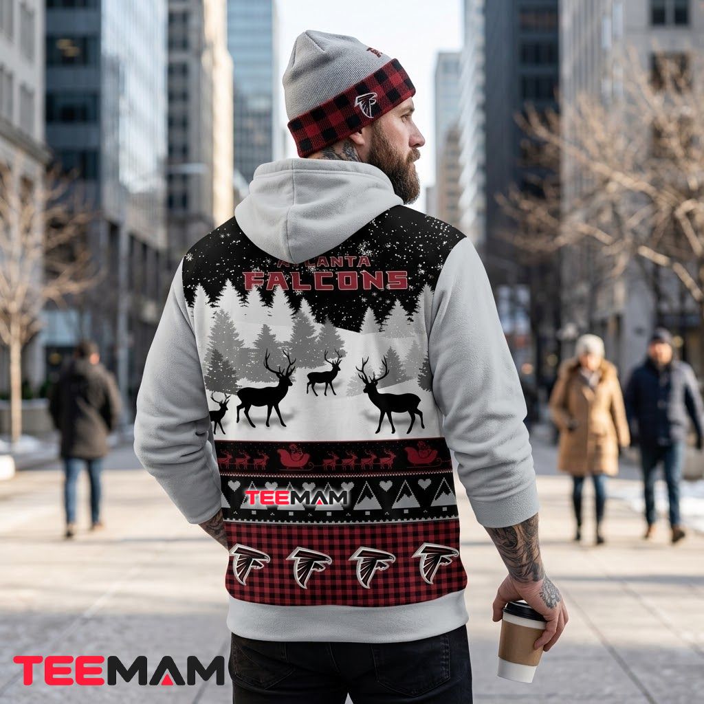 Atlanta Falcons 3D Hoodie Reindeer Forest Buffalo Plaid Version 3 Atlanta Falcons 3D Hoodie Reindeer Forest Buffalo Plaid Version 3