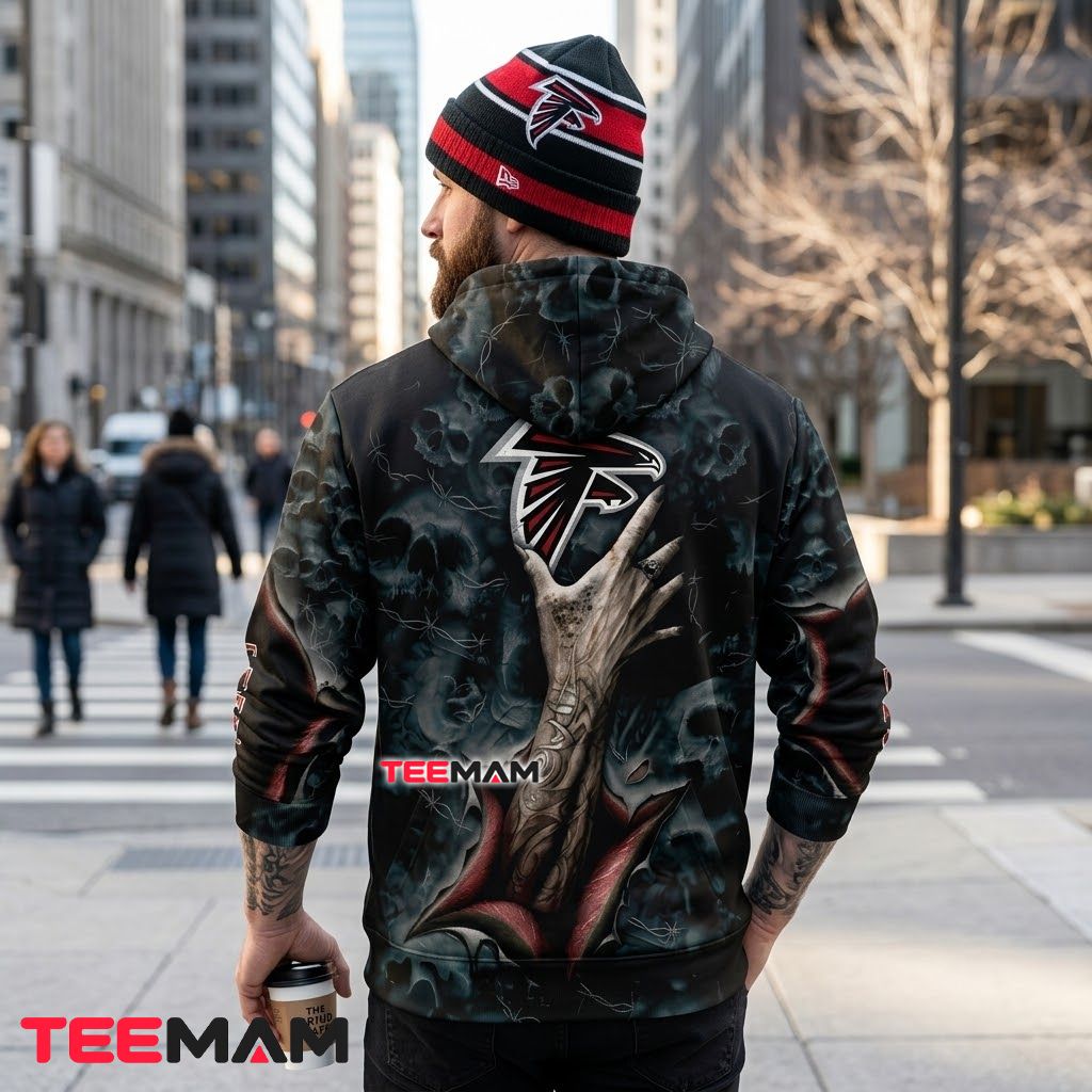Atlanta Falcons 3D Hoodie Rock Hand Tattoo Skull Fog Version 3 Atlanta Falcons 3D Hoodie Rock Hand Tattoo Skull Fog Version 3