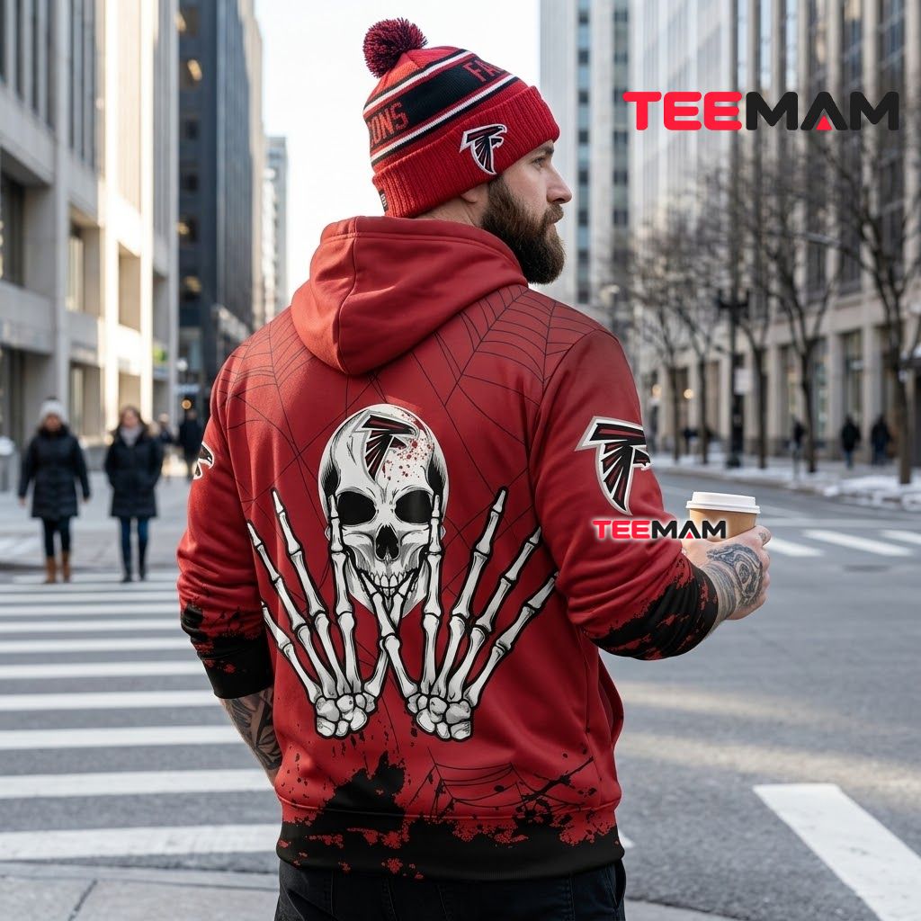 Atlanta Falcons 3D Hoodie Skeleton Hands Spiderweb Halloween Version 3 Atlanta Falcons 3D Hoodie Skeleton Hands Spiderweb Halloween Version 3