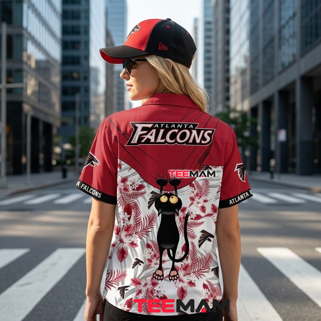 Atlanta Falcons Aloha Shirt Black Cat Version 3 Atlanta Falcons Aloha Shirt Black Cat Version 3