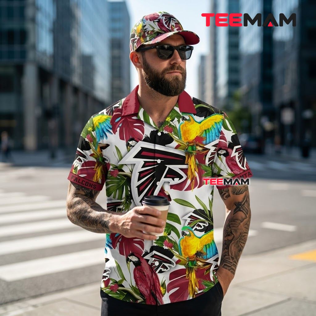 Atlanta Falcons Aloha Shirt Colorful Macaw Back Atlanta Falcons Aloha Shirt Colorful Macaw Back