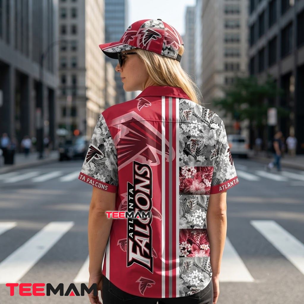 Atlanta Falcons Aloha Shirt Grayscale Floral Version 3 Atlanta Falcons Aloha Shirt Grayscale Floral Version 3