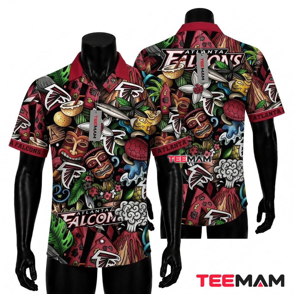 Atlanta Falcons Aloha Shirt Tiki Mask Front