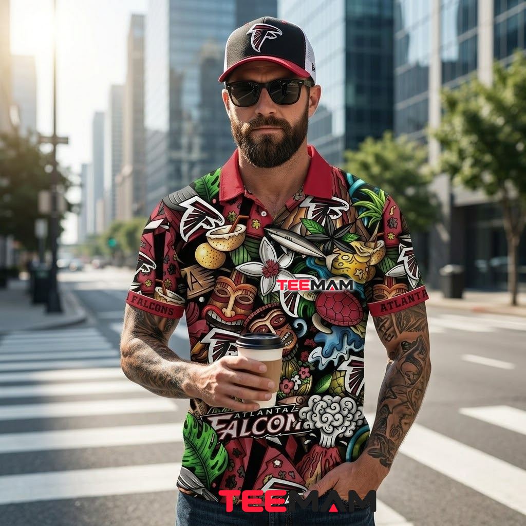 Atlanta Falcons Aloha Shirt Tiki Mask Back Atlanta Falcons Aloha Shirt Tiki Mask Back
