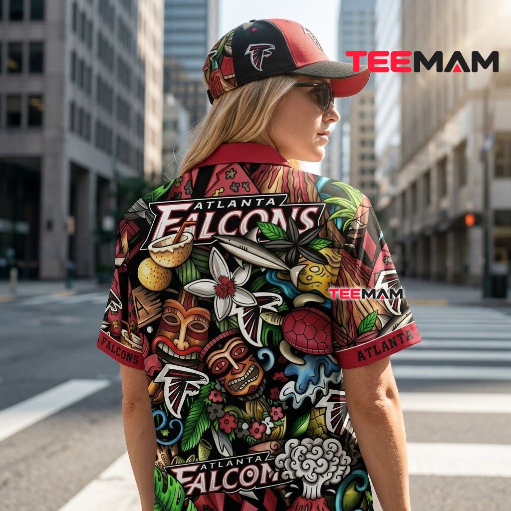 Atlanta Falcons Aloha Shirt Tiki Mask Version 3 Atlanta Falcons Aloha Shirt Tiki Mask Version 3
