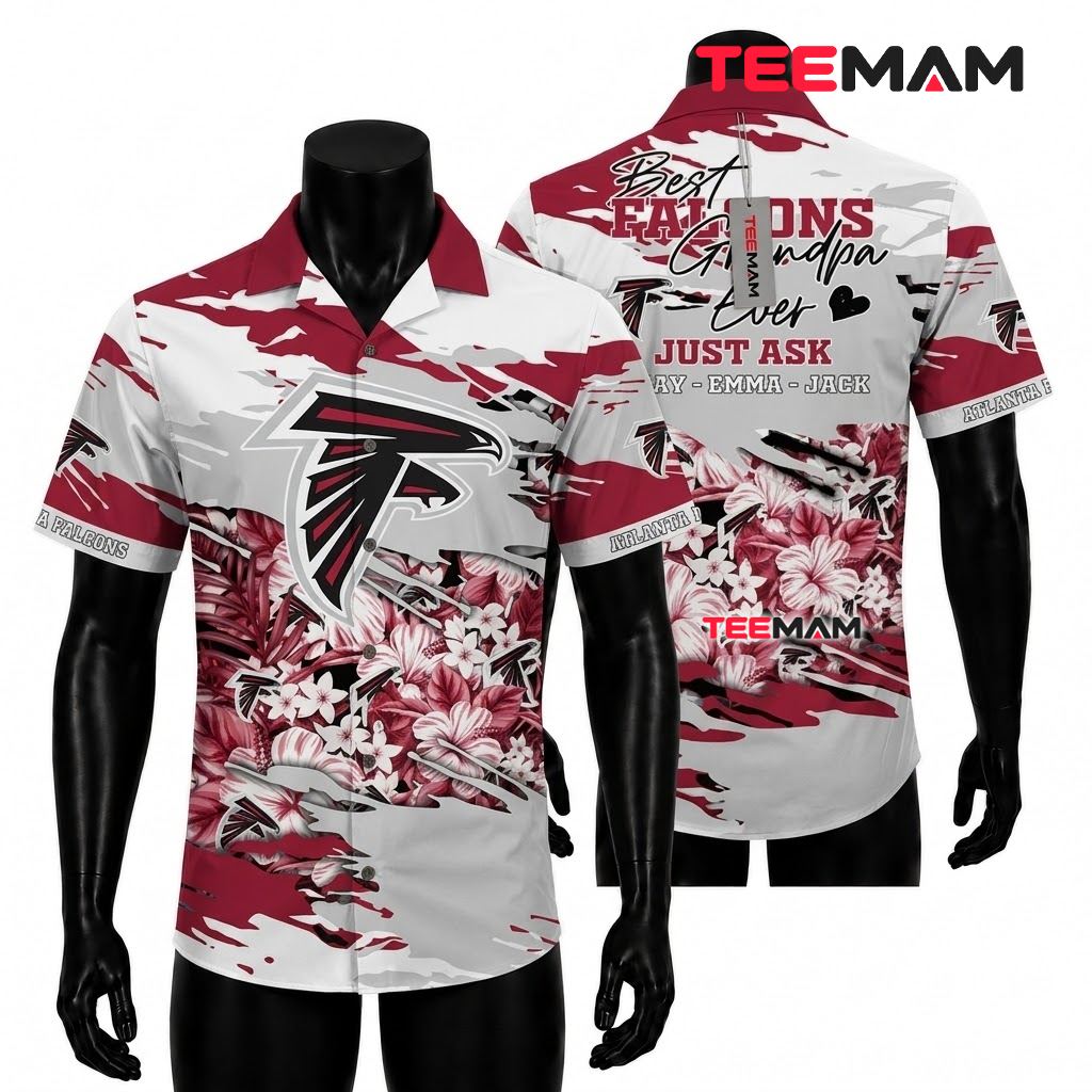 Atlanta Falcons Button Up Shirt Best Grandpa Custom Front