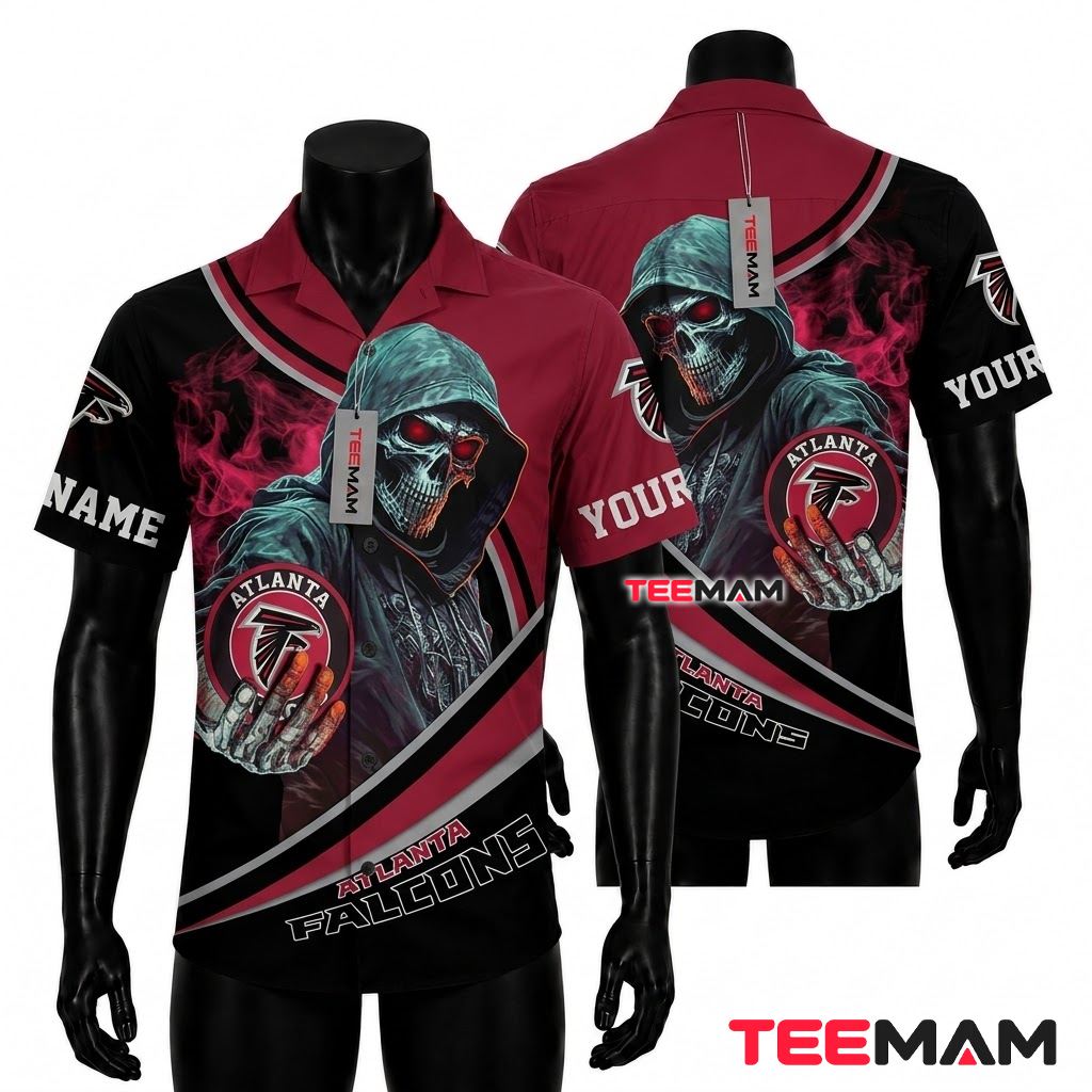 Atlanta Falcons Button Up Shirt Grim Reaper Custom Front