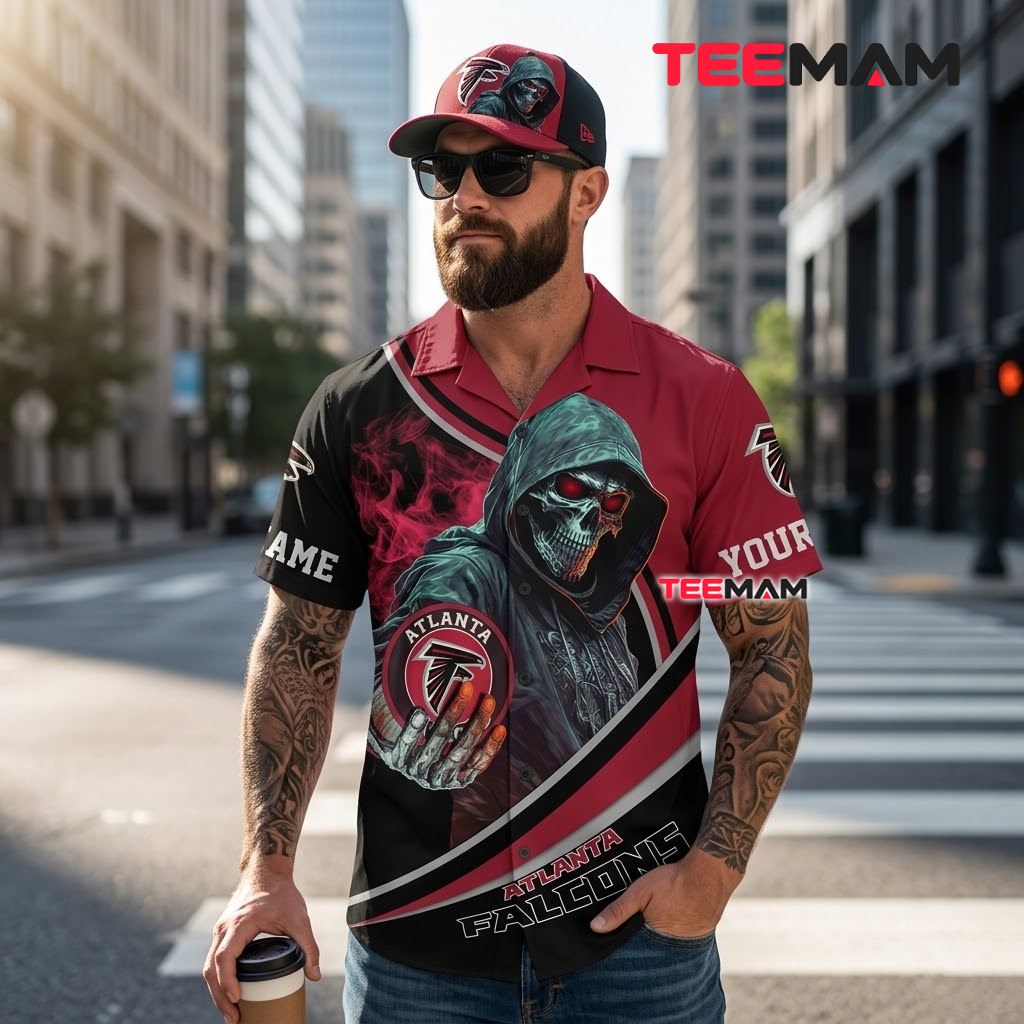 Atlanta Falcons Button Up Shirt Grim Reaper Custom Back Atlanta Falcons Button Up Shirt Grim Reaper Custom Back