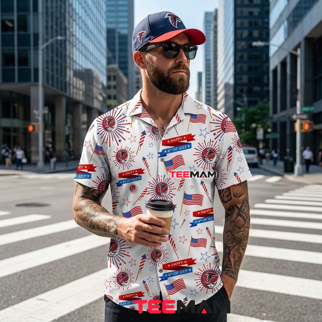 Atlanta Falcons Hawaiian Shirt 4th Of July Back Atlanta Falcons Hawaiian Shirt 4th Of July Back