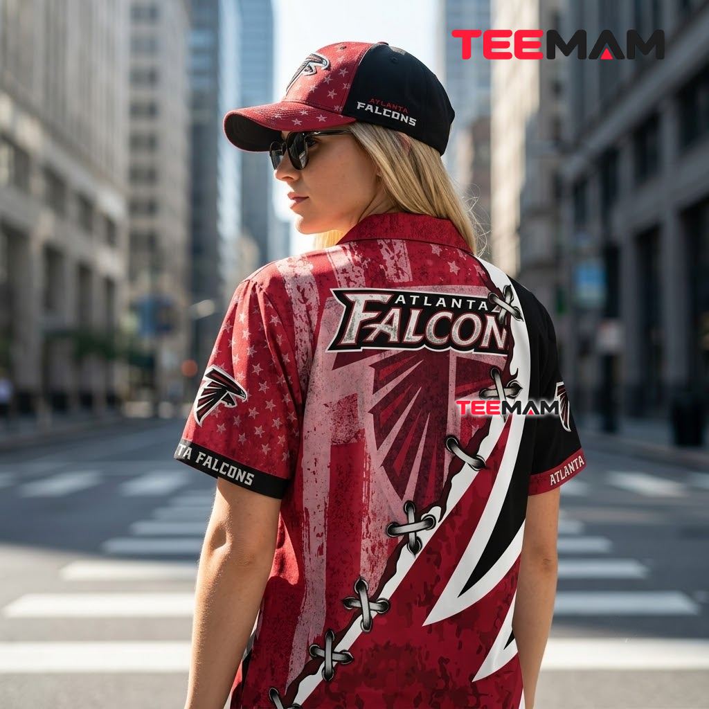 Atlanta Falcons Hawaiian Shirt American Flag Beach Version 3 Atlanta Falcons Hawaiian Shirt American Flag Beach Version 3