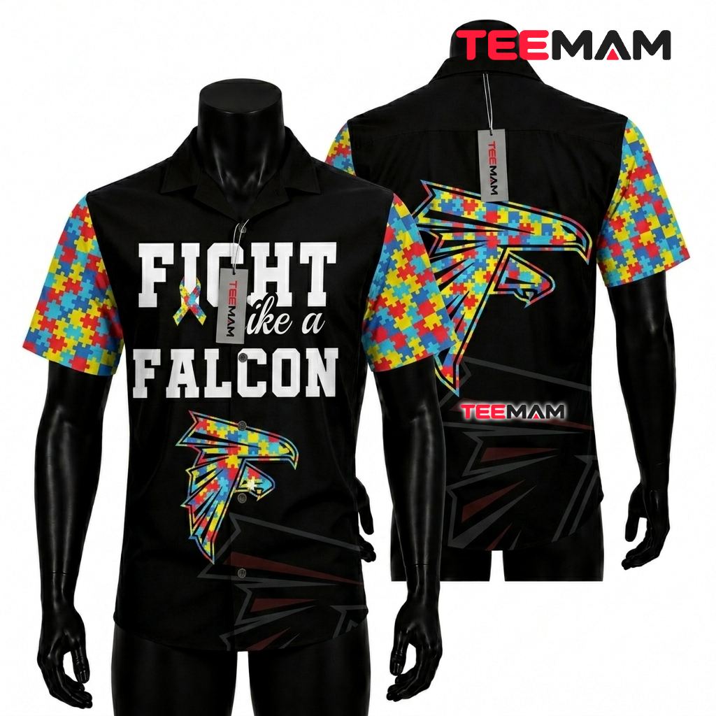 Atlanta Falcons Hawaiian Shirt Autism Awareness Front