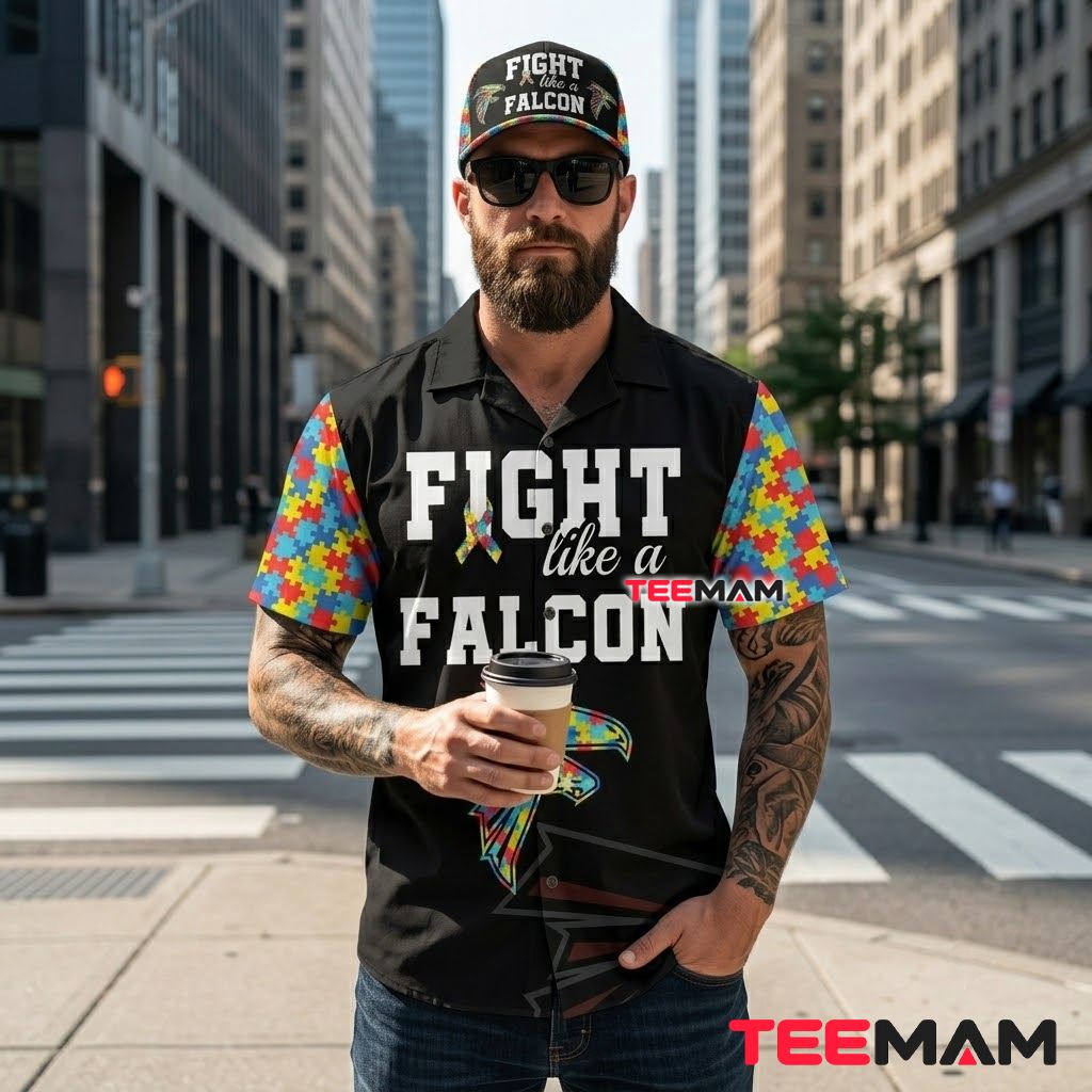 Atlanta Falcons Hawaiian Shirt Autism Awareness Back Atlanta Falcons Hawaiian Shirt Autism Awareness Back