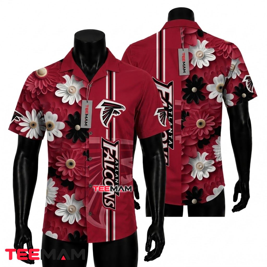 Atlanta Falcons Hawaiian Shirt Daisy Blooms Front