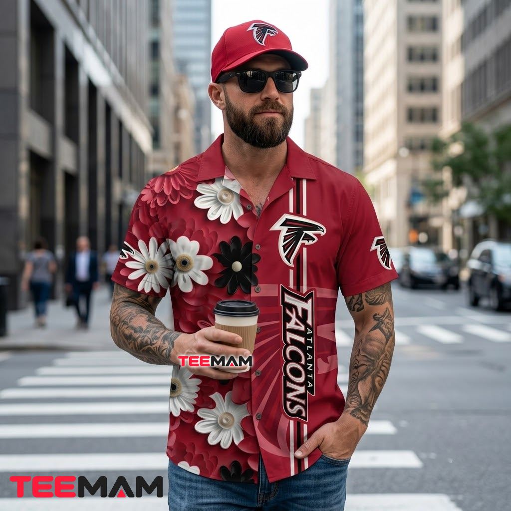 Atlanta Falcons Hawaiian Shirt Daisy Blooms Back Atlanta Falcons Hawaiian Shirt Daisy Blooms Back