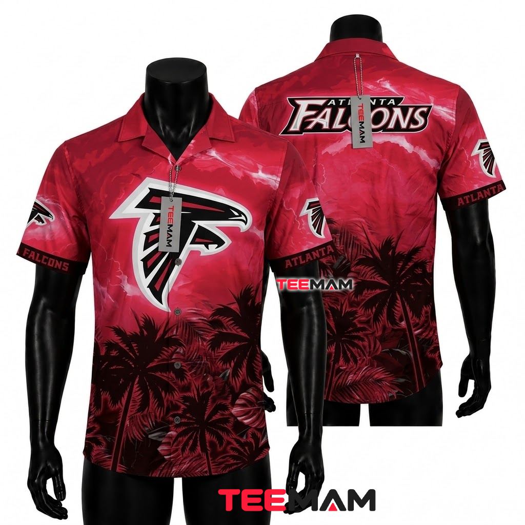 Atlanta Falcons Hawaiian Shirt Dark Silhouette Front