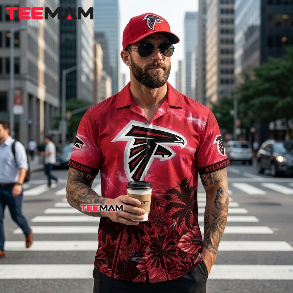 Atlanta Falcons Hawaiian Shirt Dark Silhouette Back Atlanta Falcons Hawaiian Shirt Dark Silhouette Back