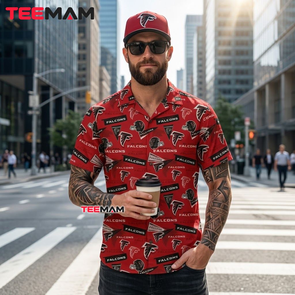 Atlanta Falcons Hawaiian Shirt Logo Helmet Back Atlanta Falcons Hawaiian Shirt Logo Helmet Back