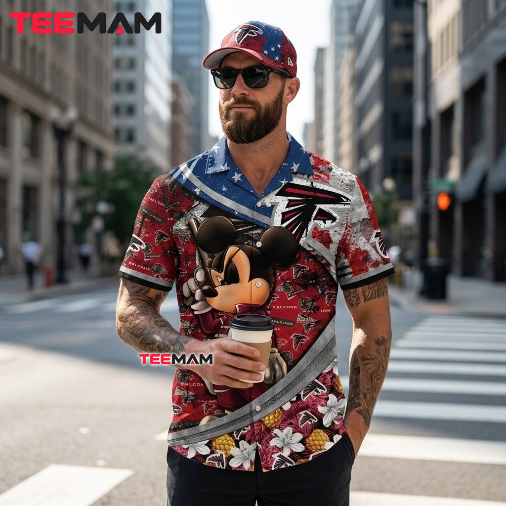 Atlanta Falcons Hawaiian Shirt Mickey Mouse Back Atlanta Falcons Hawaiian Shirt Mickey Mouse Back