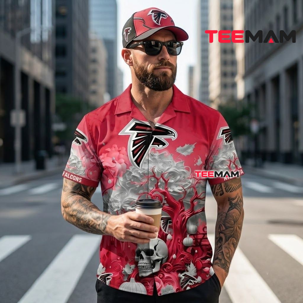 Atlanta Falcons Hawaiian Shirt Skull Halloween Back Atlanta Falcons Hawaiian Shirt Skull Halloween Back