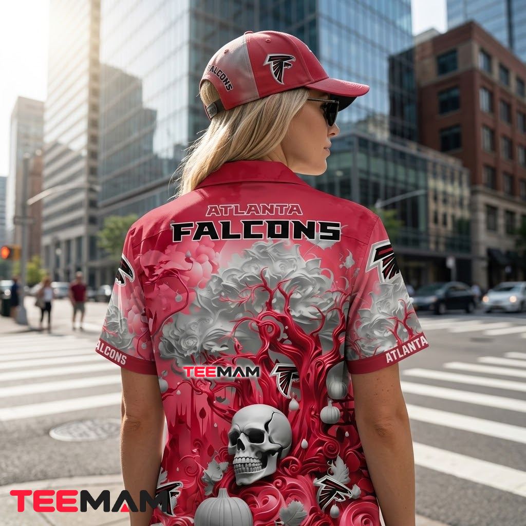 Atlanta Falcons Hawaiian Shirt Skull Halloween Version 3 Atlanta Falcons Hawaiian Shirt Skull Halloween Version 3