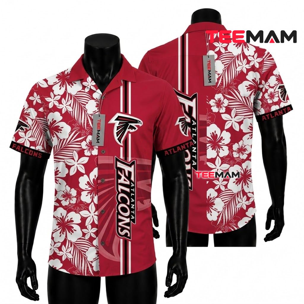 Atlanta Falcons Hawaiian Shirt White Hibiscus Front