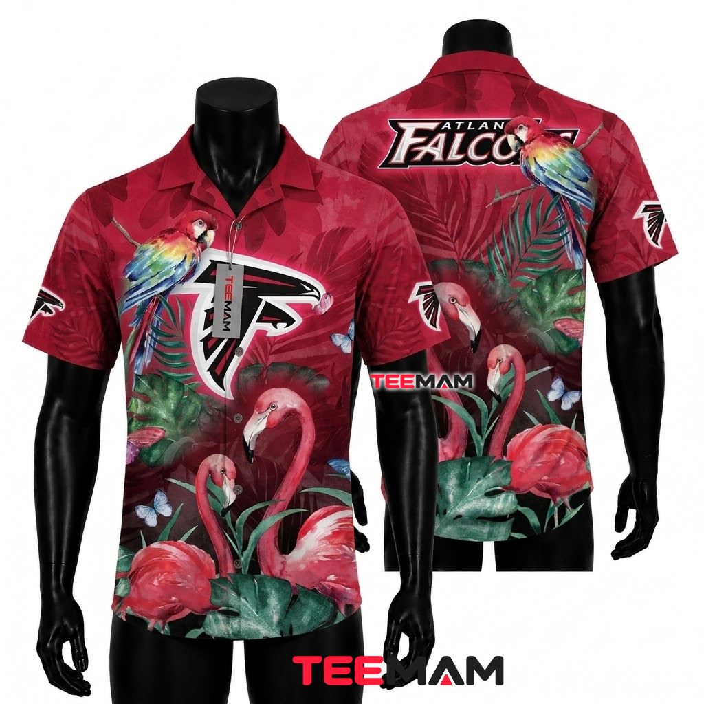 Atlanta Falcons Tropical Shirt Flamingo Parrot Front