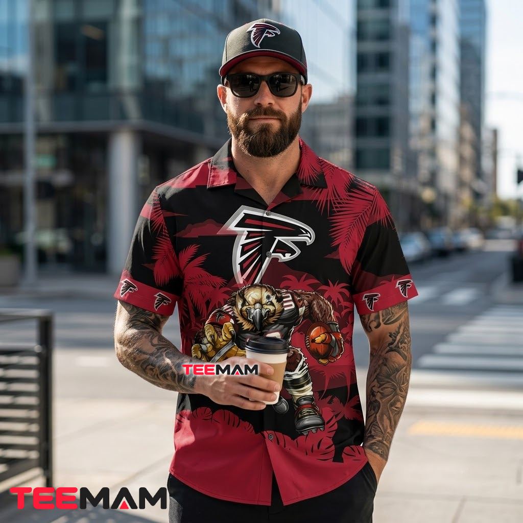 Atlanta Falcons Tropical Shirt Mascot Custom Back Atlanta Falcons Tropical Shirt Mascot Custom Back