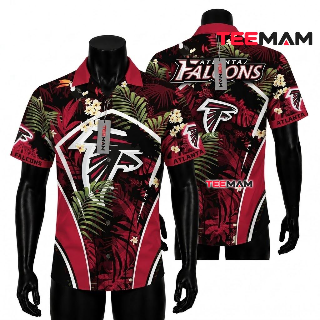 Atlanta Falcons Tropical Shirt Toucan Floral Front