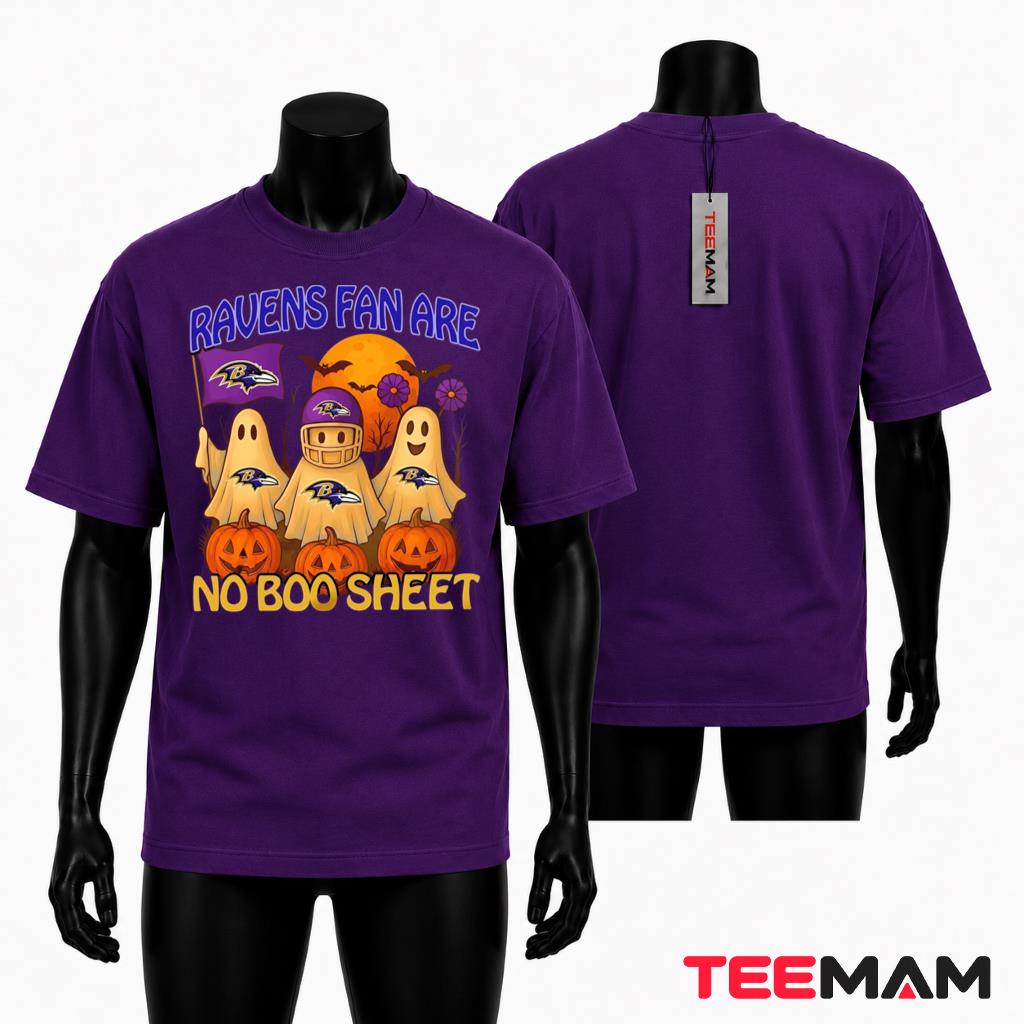 Baltimore Ravens Halloween T-Shirt Ghost No Boo Sheet
