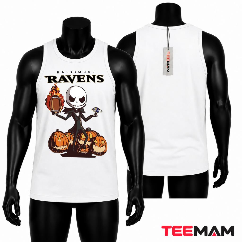 Baltimore Ravens Halloween Tank Top Jack Skellington Pumpkin Baltimore Ravens Halloween Tank Top Jack Skellington Pumpkin