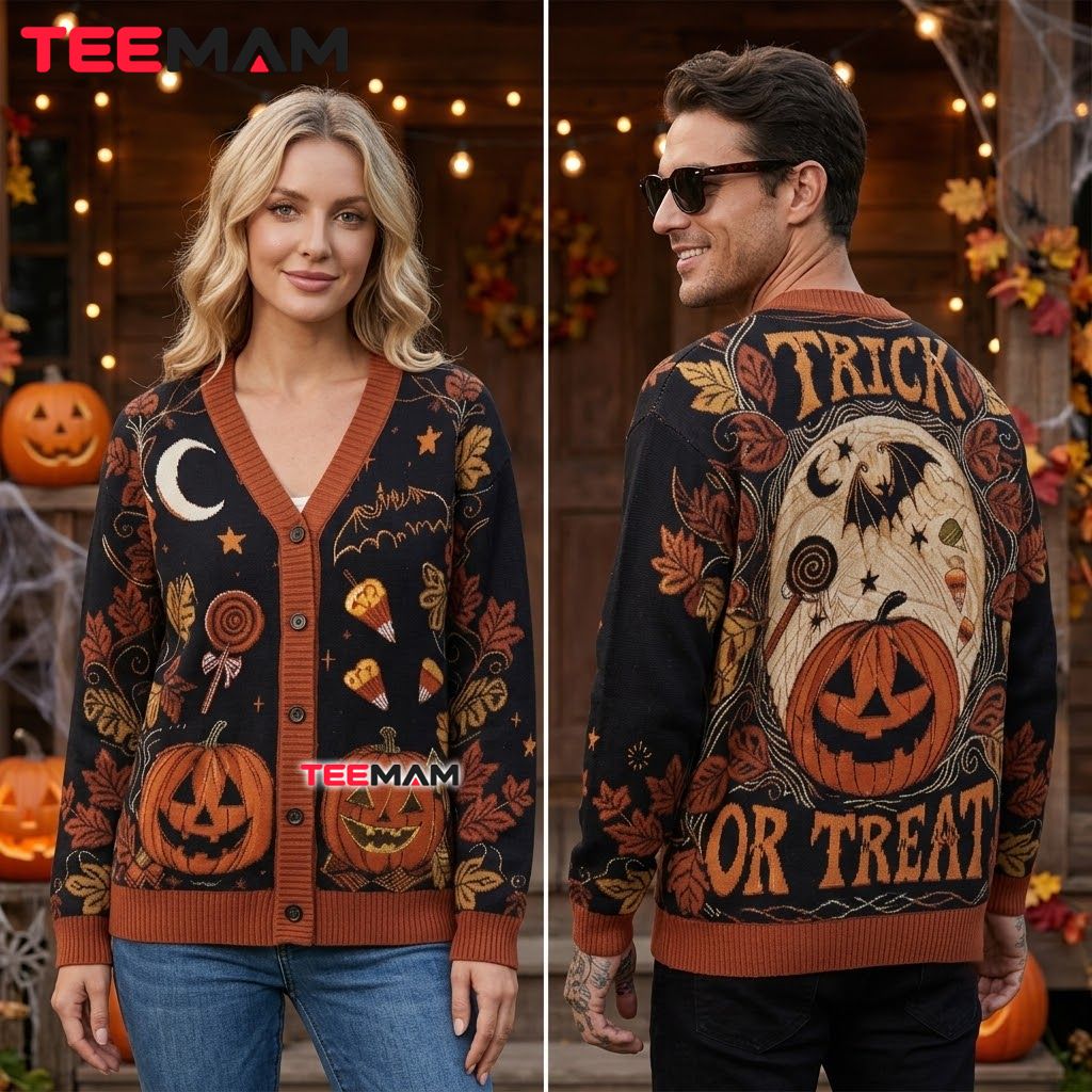 Bat Halloween Cardigan Pumpkin Candy Corn 2 Bat Halloween Cardigan Pumpkin Candy Corn 2