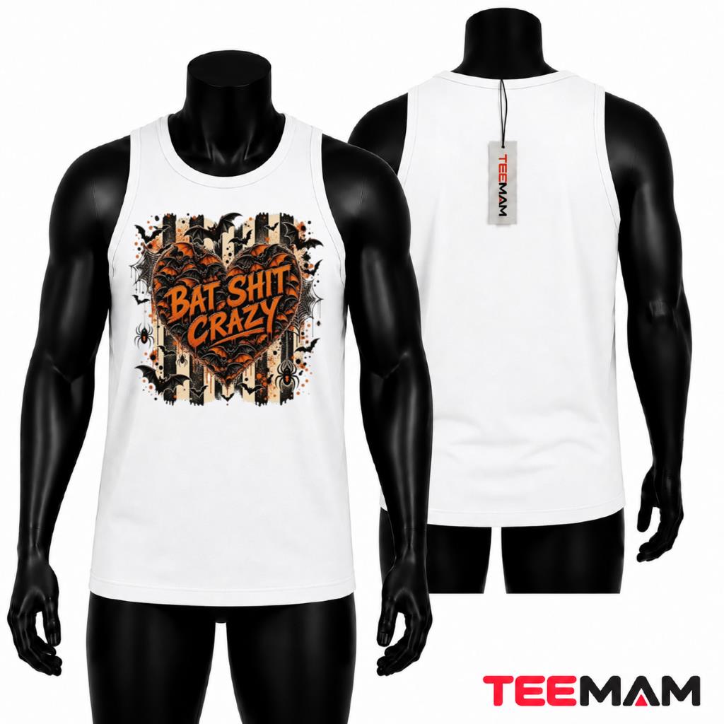 Bat Shit Crazy Halloween Tank Top Heart Spider Web Bat Shit Crazy Halloween Tank Top Heart Spider Web
