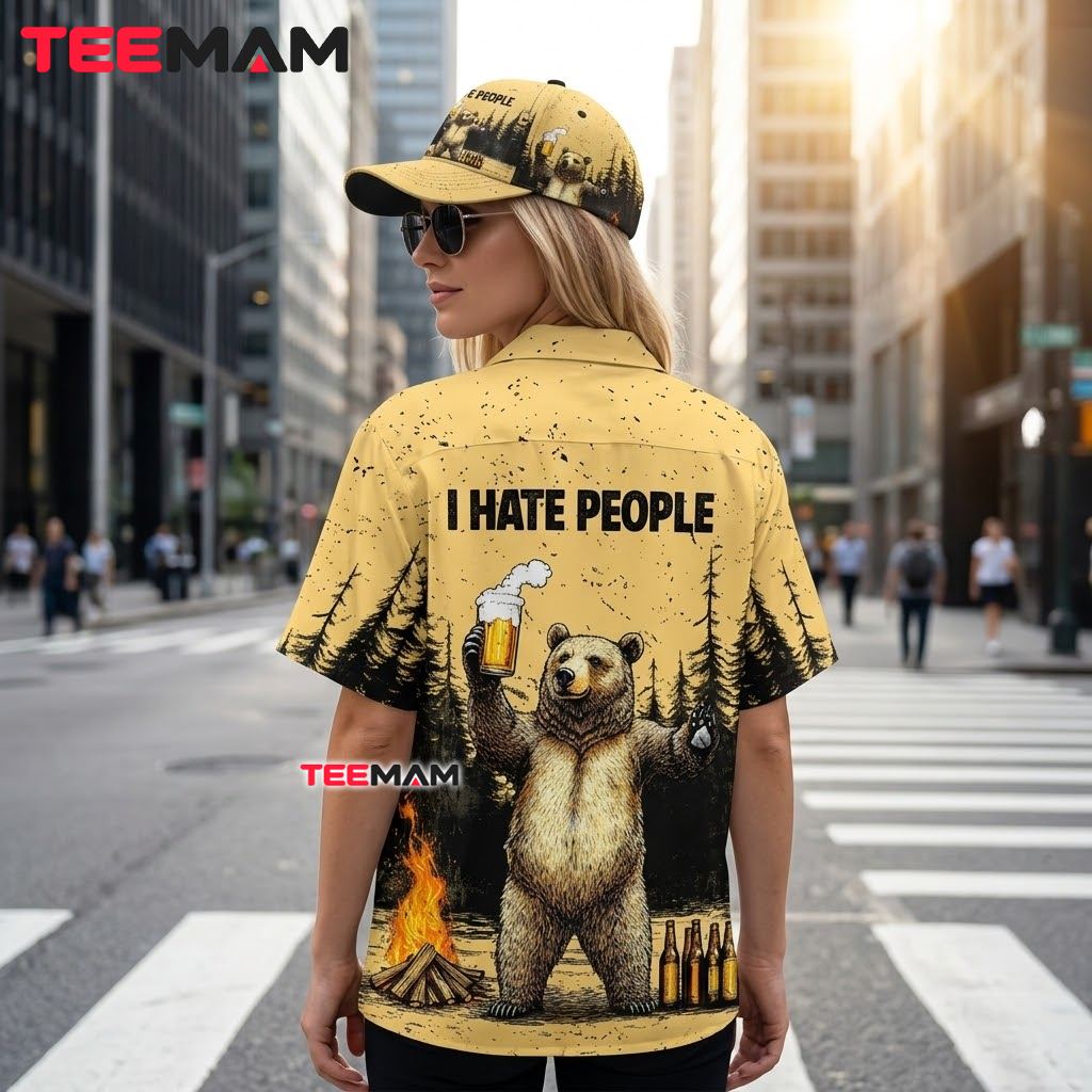 Beer Hawaiian Shirt Bear Hate People Campfire Version 3 Beer Hawaiian Shirt Bear Hate People Campfire Version 3