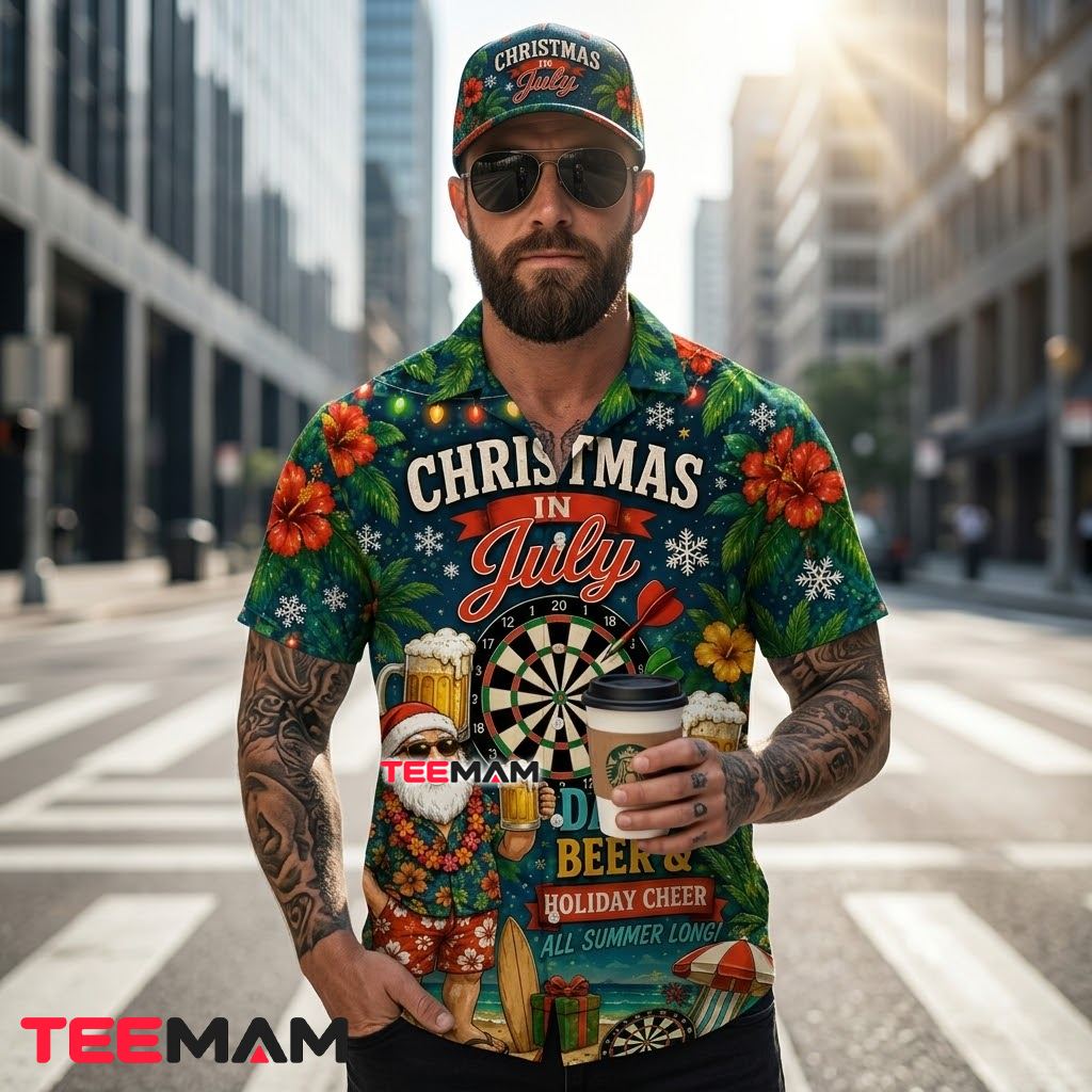 Beer Hawaiian Shirt Christmas July Santa Darts Back Beer Hawaiian Shirt Christmas July Santa Darts Back