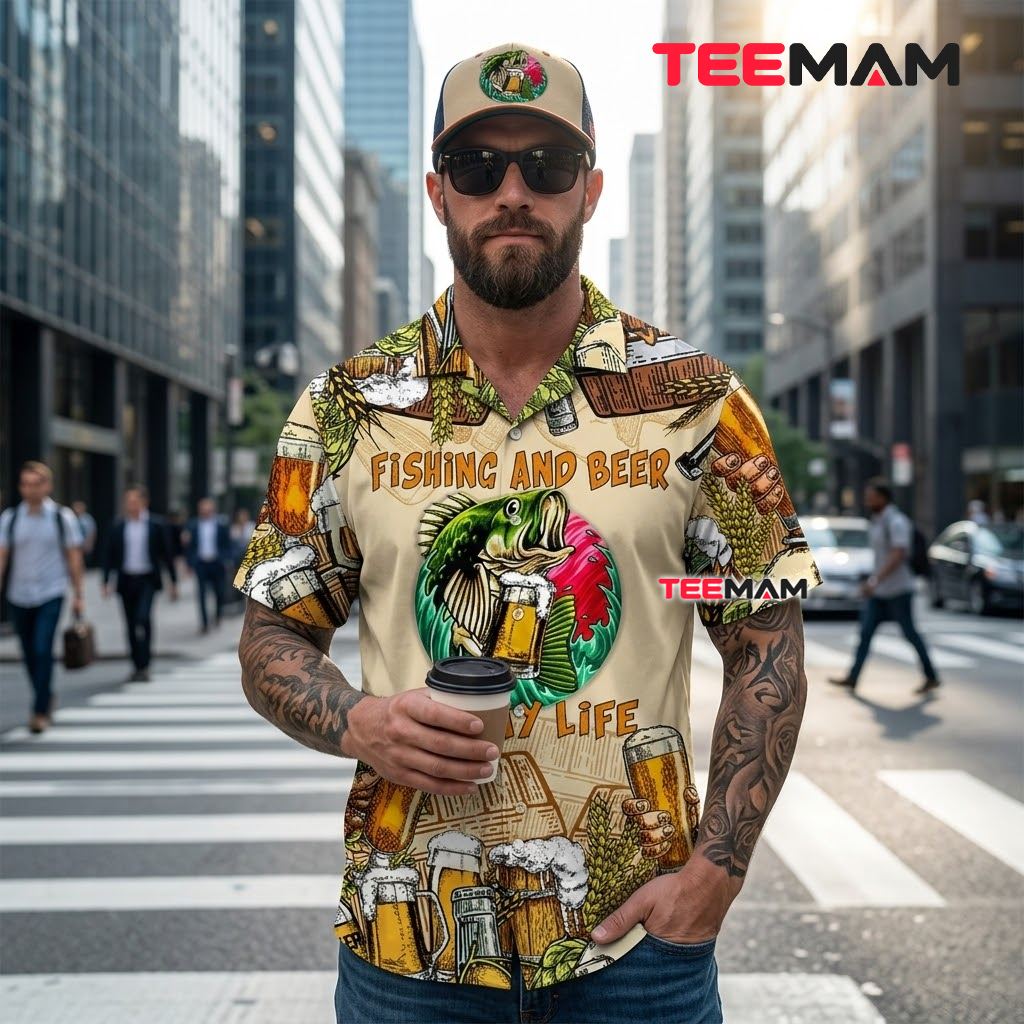 Beer Hawaiian Shirt Fishing Life Fish Quote Back Beer Hawaiian Shirt Fishing Life Fish Quote Back