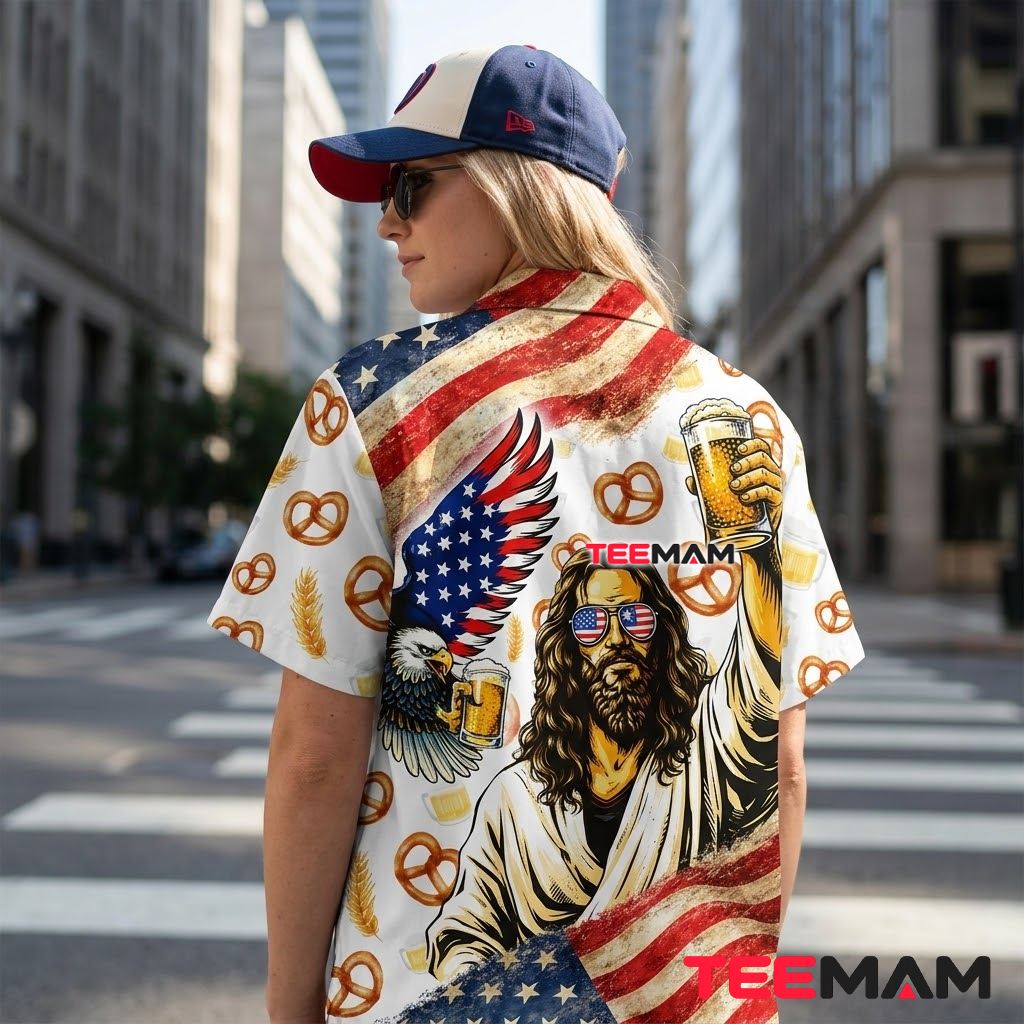 Beer Hawaiian Shirt Jesus Eagle American Flag Version 3 Beer Hawaiian Shirt Jesus Eagle American Flag Version 3