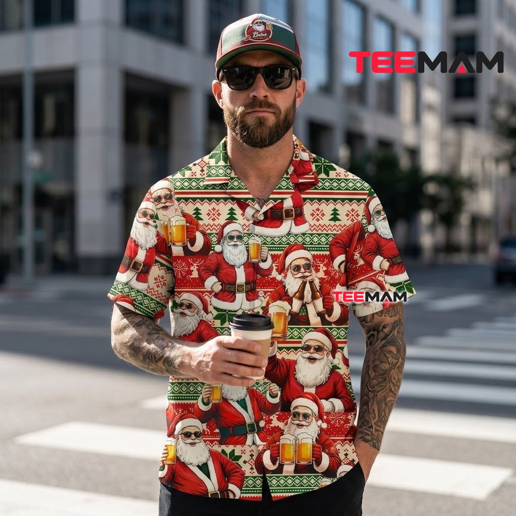 Beer Hawaiian Shirt Santa Christmas Ugly Sweater Back Beer Hawaiian Shirt Santa Christmas Ugly Sweater Back