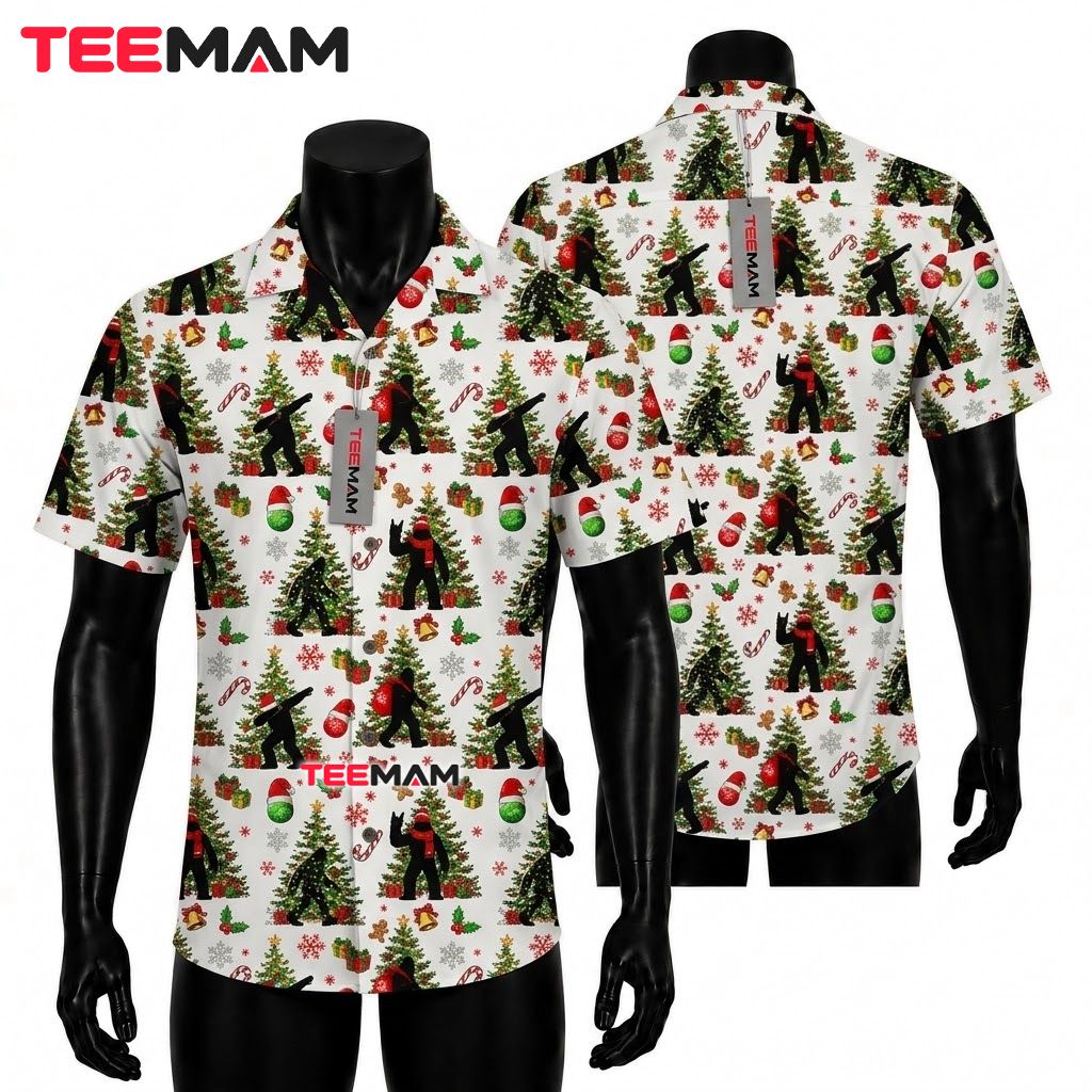 Bigfoot Christmas Hawaiian Shirt for Men Women Front