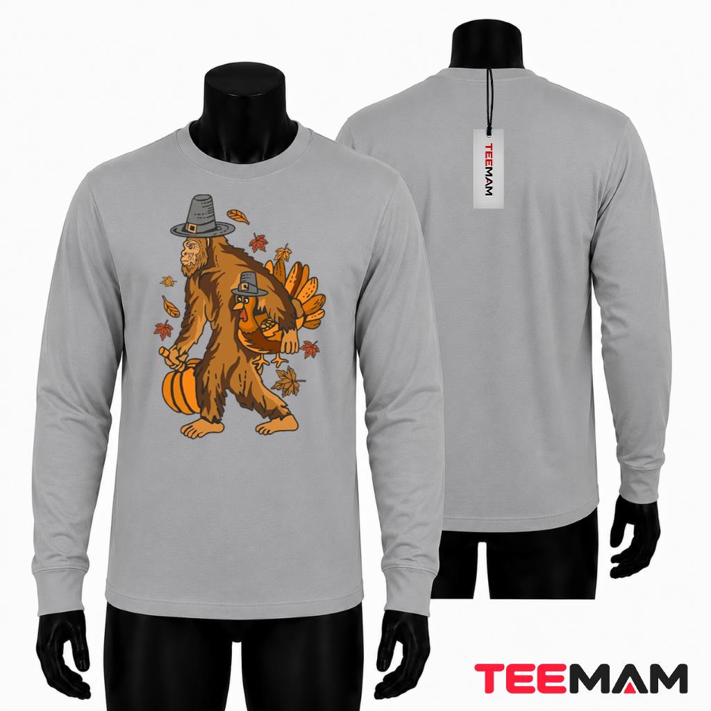 Bigfoot Thanksgiving Turkey Long Sleeve Funny Sasquatch Autumn Bigfoot Thanksgiving Turkey Long Sleeve Funny Sasquatch Autumn