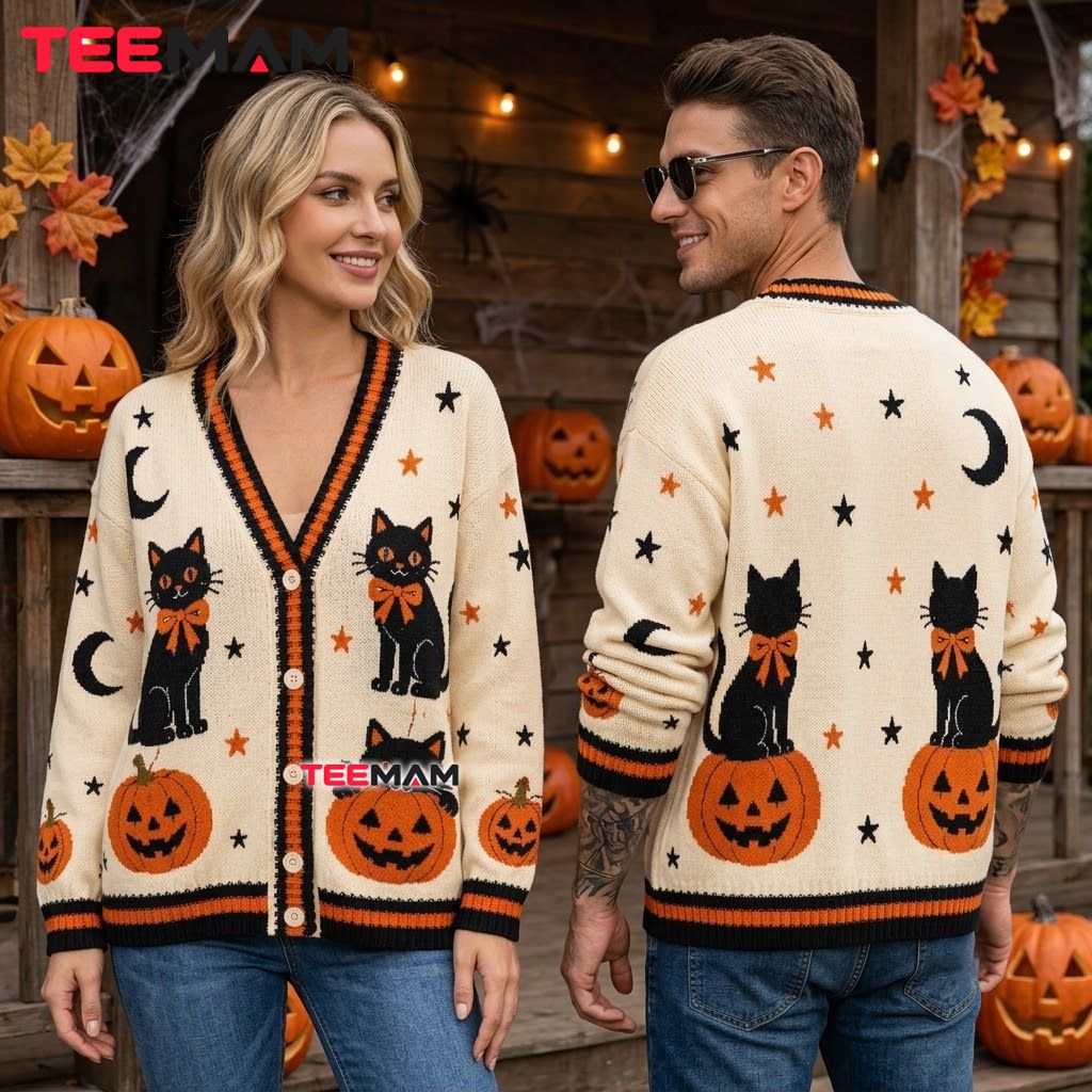 Black Cat Halloween Cardigan Trio Pumpkin Patch 2 Black Cat Halloween Cardigan Trio Pumpkin Patch 2