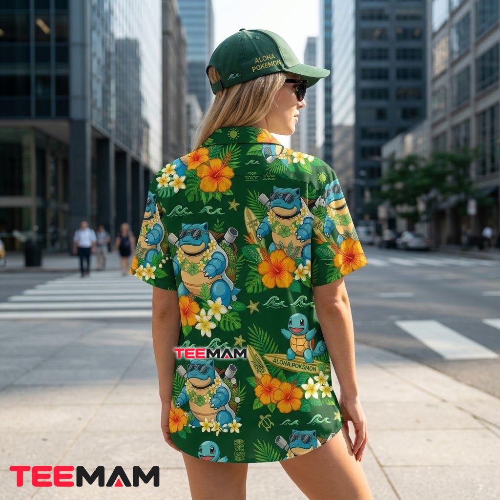 Blastoise Pokemon Hawaiian Shirt Aloha Tiki Green Version 3 Blastoise Pokemon Hawaiian Shirt Aloha Tiki Green Version 3
