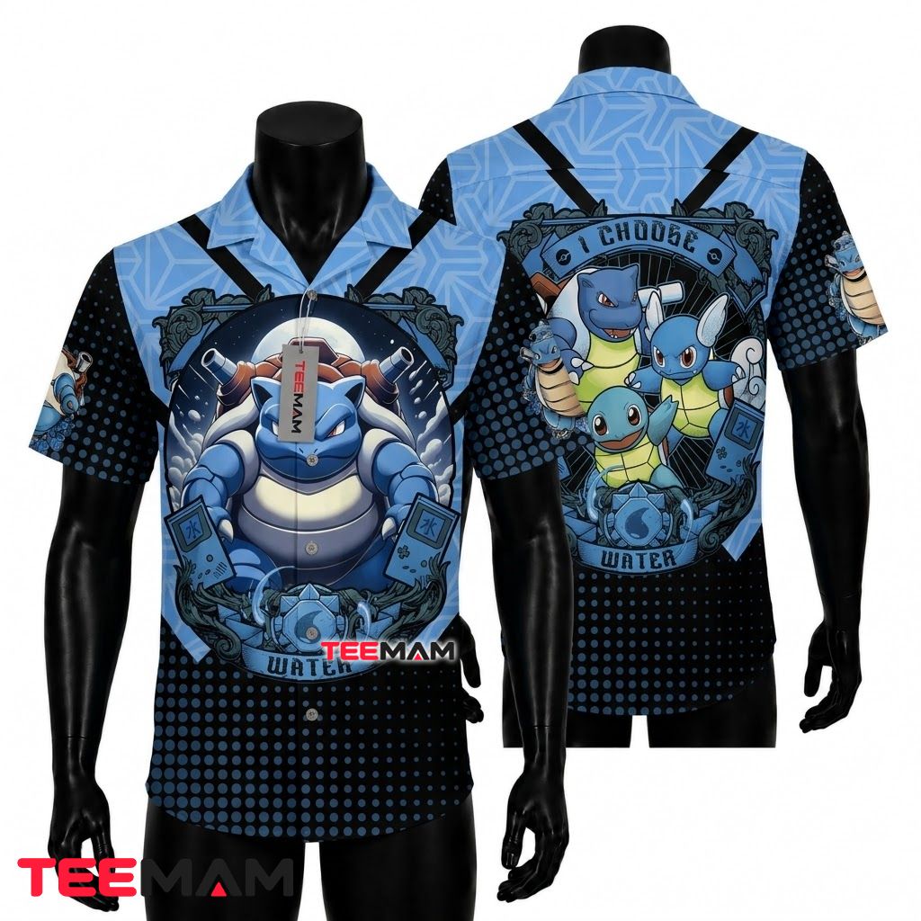 Blastoise Pokemon Hawaiian Shirt Choose Water Badge Front