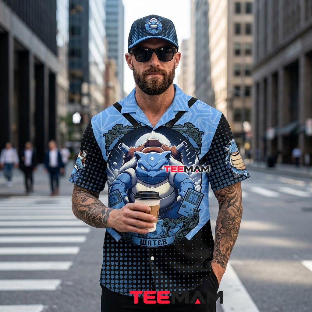 Blastoise Pokemon Hawaiian Shirt Choose Water Badge Back Blastoise Pokemon Hawaiian Shirt Choose Water Badge Back