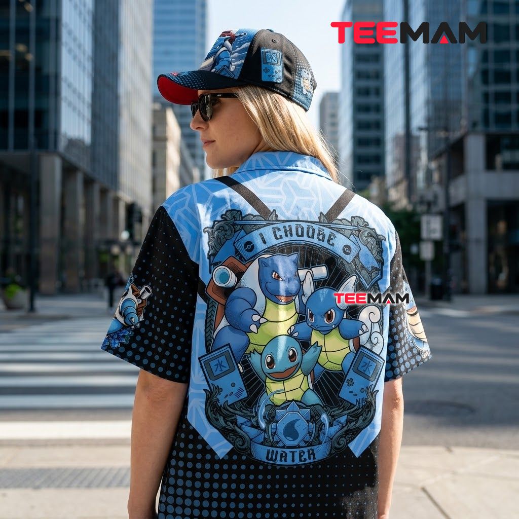 Blastoise Pokemon Hawaiian Shirt Choose Water Badge Version 3 Blastoise Pokemon Hawaiian Shirt Choose Water Badge Version 3