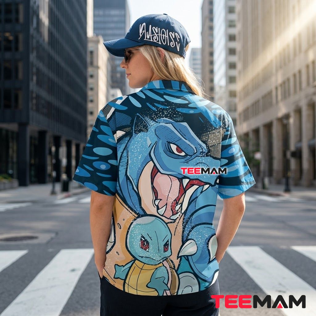 Blastoise Pokemon Hawaiian Shirt Splash Dark Blue Version 3 Blastoise Pokemon Hawaiian Shirt Splash Dark Blue Version 3