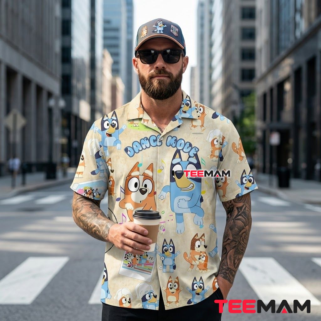 Bluey Hawaiian Shirt Dance Mode Checklist Vintage Back Bluey Hawaiian Shirt Dance Mode Checklist Vintage Back